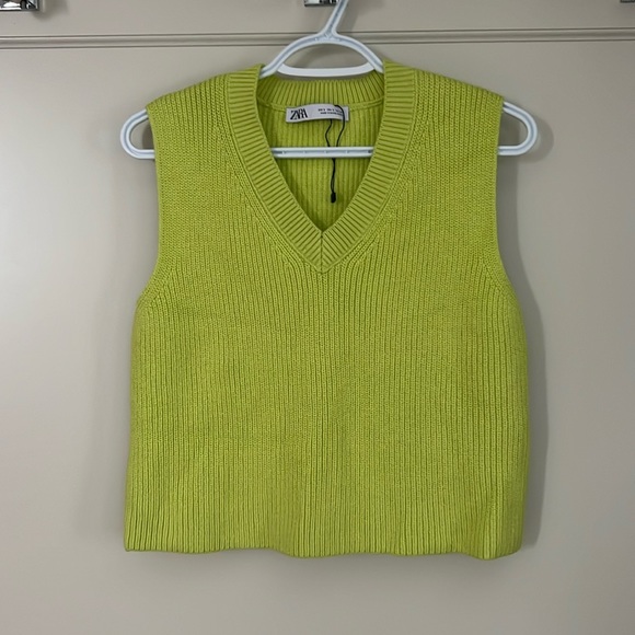 ZARA lime green sweater vest/tank - Picture 2 of 7